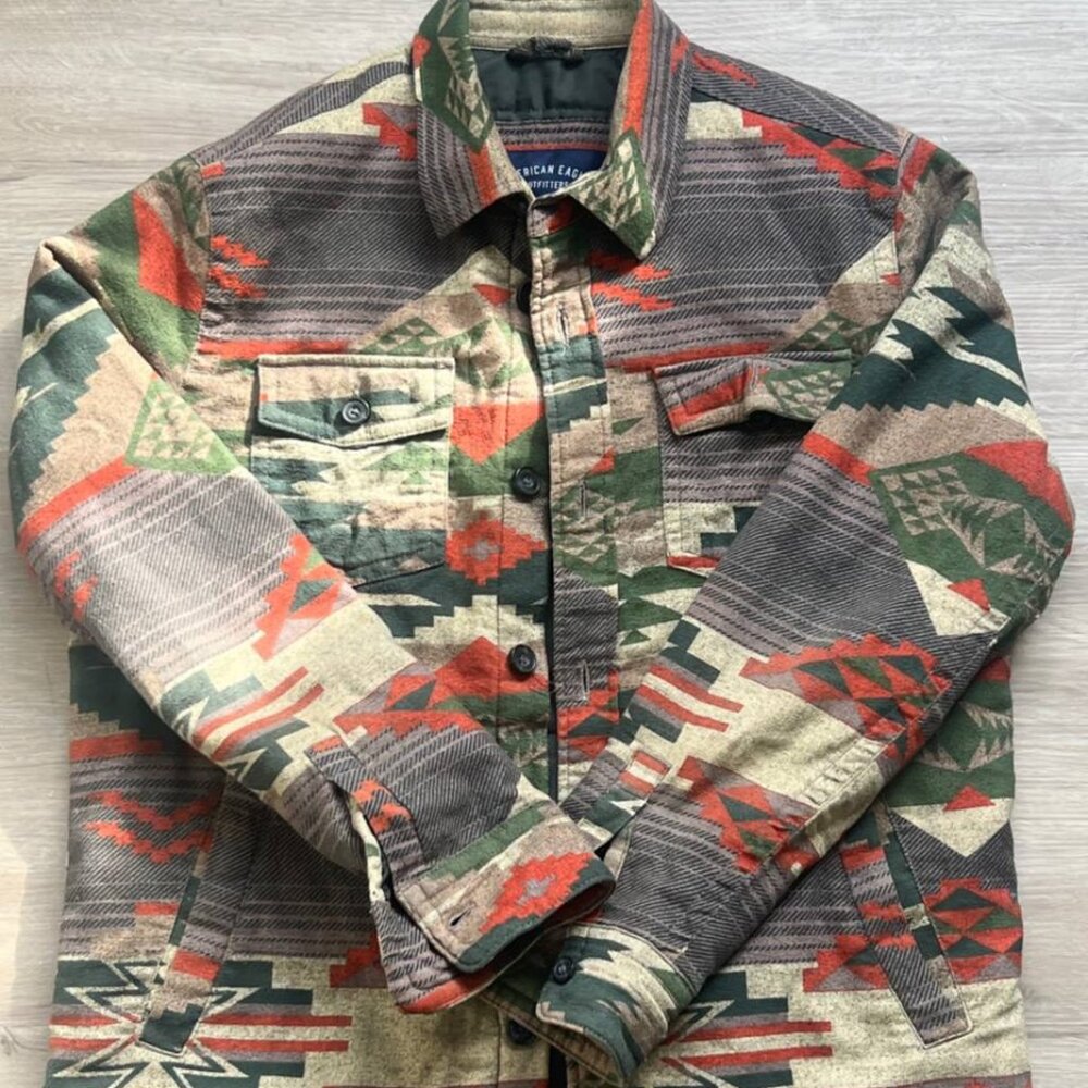 American Eagle Men's Fleece Aztec Southwestern Jacket Multicolor Size M